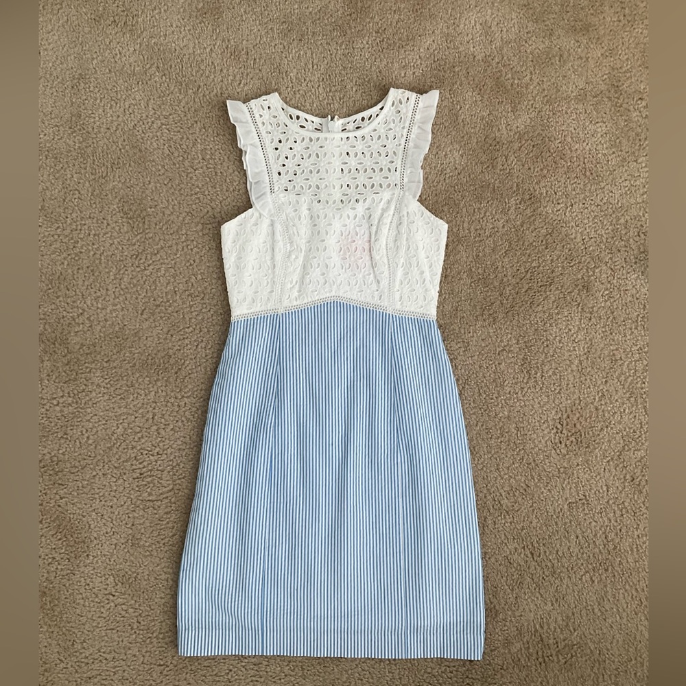 NWOT Lilly Pulitzer Maya Shift dress, seersucker blue, size 0